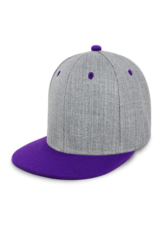 CHOK.LIDS Two Tone Snapback Heather Grey Flat Bill Visor Wool Blend Classic Plain Hats for Men Women Adjustable Baseball Cap (Purple) - Image 1