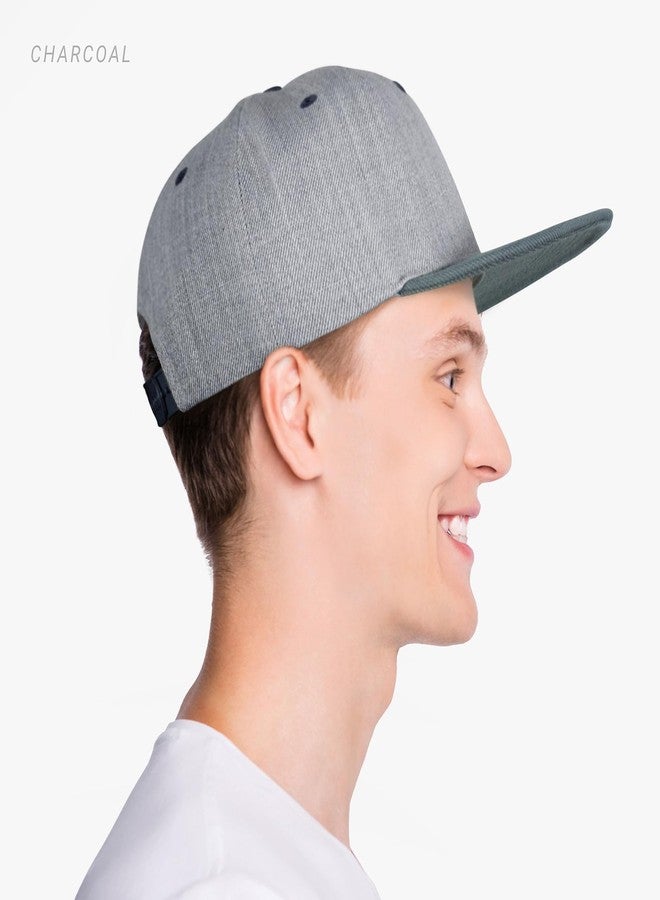 CHOK.LIDS Two Tone Snapback Heather Grey Flat Bill Visor Wool Blend Classic Plain Hats for Men Women Adjustable Baseball Cap (Purple) - Image 5