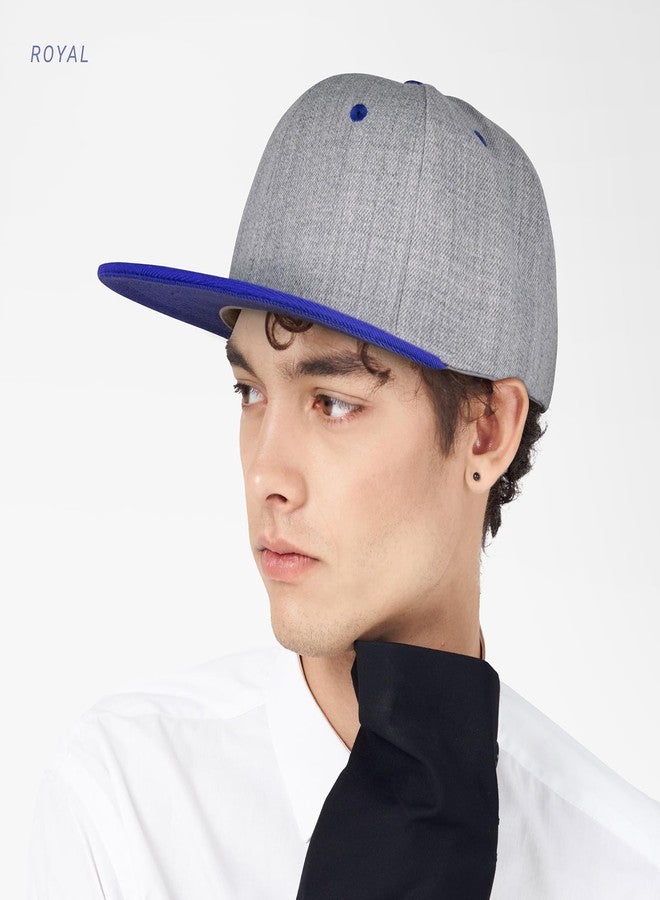 CHOK.LIDS Two Tone Snapback Heather Grey Flat Bill Visor Wool Blend Classic Plain Hats for Men Women Adjustable Baseball Cap (Purple) - Image 3