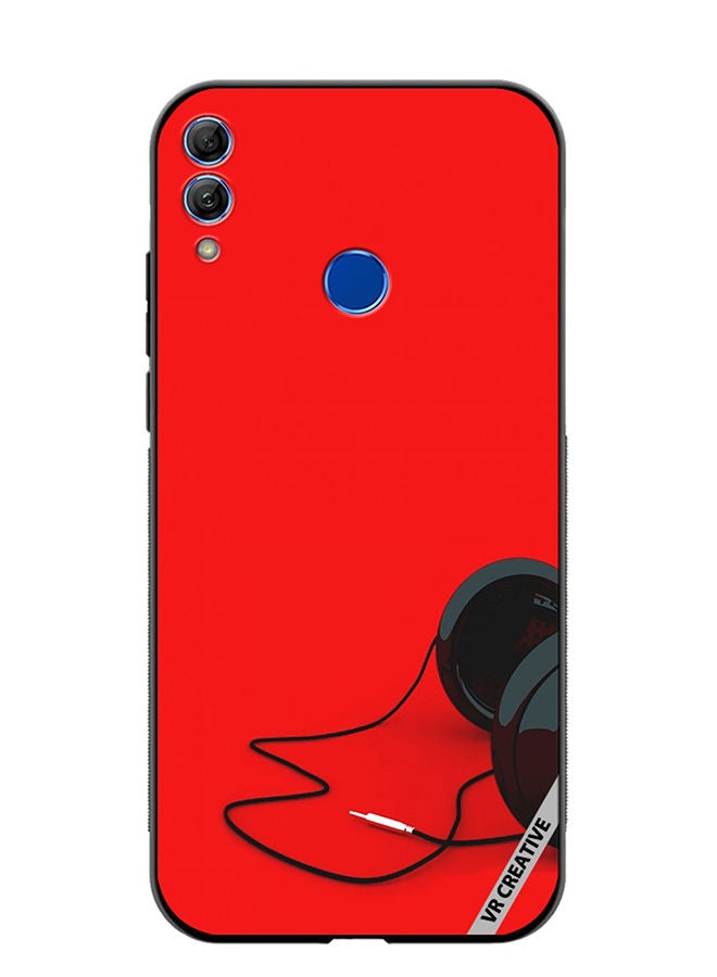 Protective Case Cover For Honor 10 Lite Black Headphones Design Multicolour
