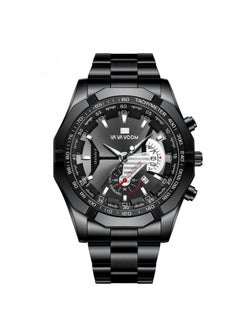VavaVoom Wrist Watch For Men, Fashion Analog Quartz Men's Watch, 3BAR Waterproof Quartz Watch With Stainless Steel Strap, Wear Resistant Comfortable Luxury Wrist Watch With Luminous Pointer, (Black)  - Image 1
