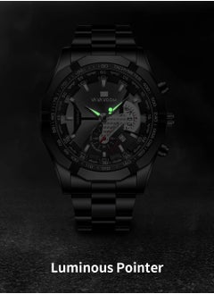 VavaVoom Wrist Watch For Men, Fashion Analog Quartz Men's Watch, 3BAR Waterproof Quartz Watch With Stainless Steel Strap, Wear Resistant Comfortable Luxury Wrist Watch With Luminous Pointer, (Black)  - Image 4