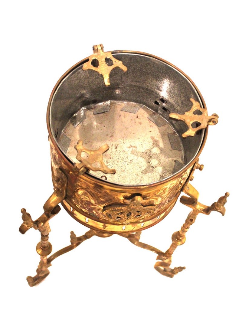 Antique Museum HANDMADE MOROCAN TRADITIONAL BRASS COPPER KETTLE-BURNER STAND 110X33CM-MO1382  - Image 4