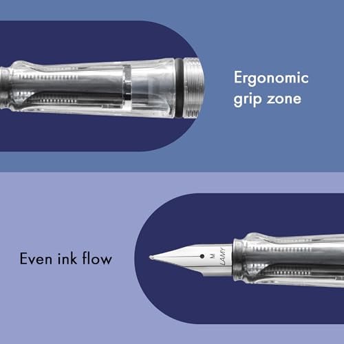 LAMY safari vista - Fountain Pen with ergonomic grip & polished steel nib in size M - ideal for any Writing & Calligraphy - including LAMY T 10 blue cartridge - Right-Handed - Image 3