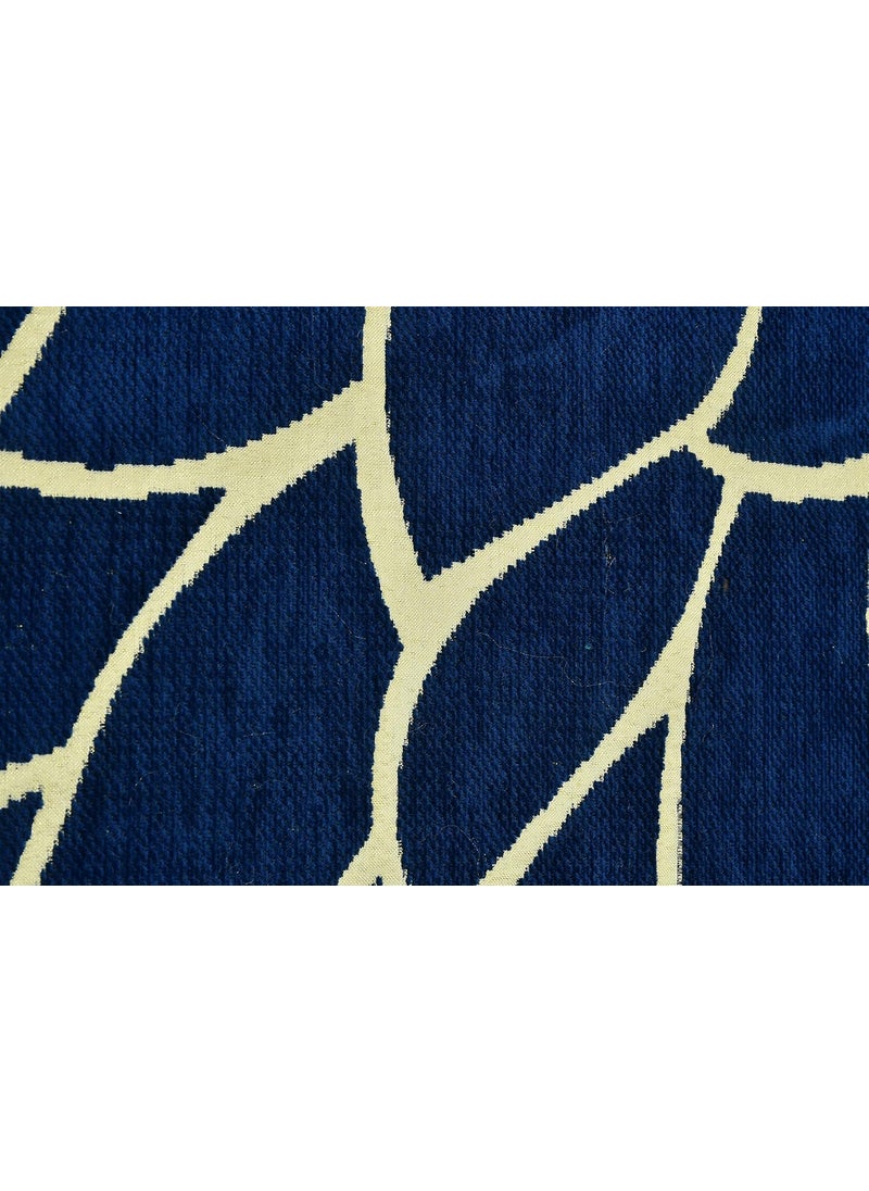 MANMNABHAV MANMNABHAV Shaneel Fabric King Size 500 TC Corner Flower Pattern Double Bed Bedcover Blue Color with 2 Pillow Covers  - Image 3