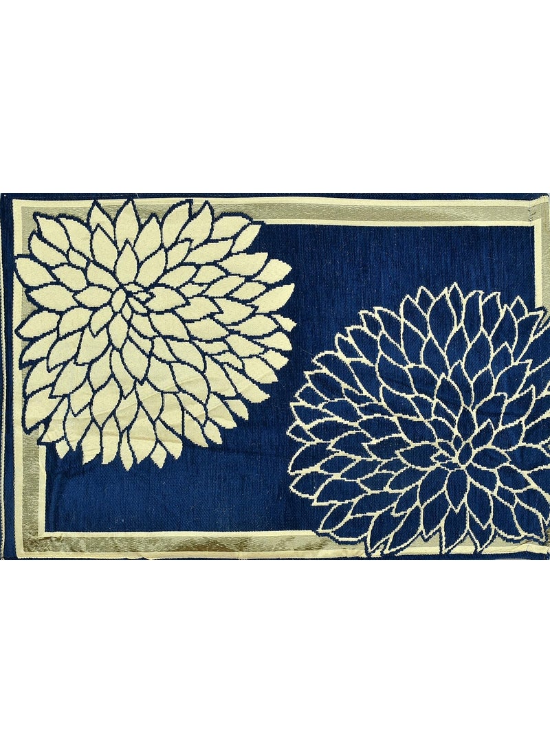MANMNABHAV MANMNABHAV Shaneel Fabric King Size 500 TC Corner Flower Pattern Double Bed Bedcover Blue Color with 2 Pillow Covers  - Image 5
