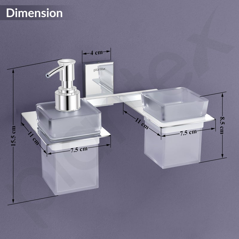 Plantex 304 Grade Stainless Steel Liquid Soap Dispenser/Tumbler Holder/Toothbrush Holder/Bathroom Accessories (Crystal - Chrome) - Image 3