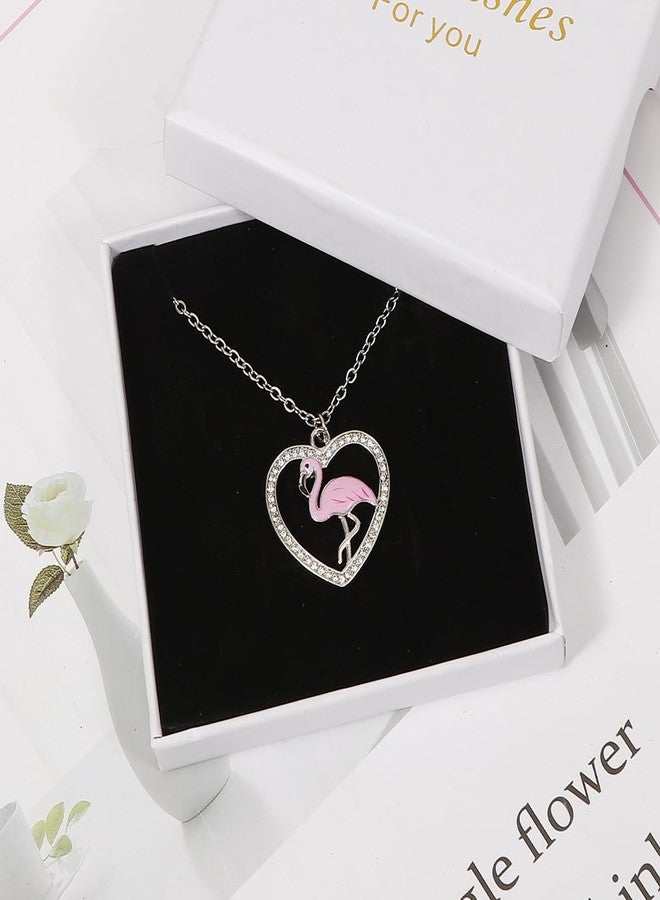 MANZHEN Flamingo Necklace Earrings Heart Gifts for Women (NE) - Image 5