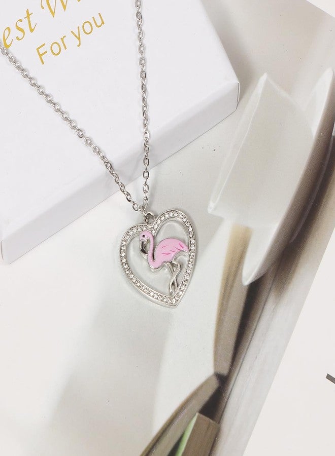 MANZHEN Flamingo Necklace Earrings Heart Gifts for Women (NE) - Image 2