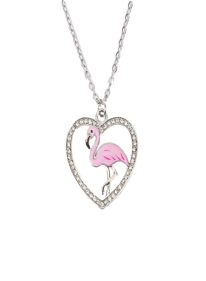 MANZHEN Flamingo Necklace Earrings Heart Gifts for Women (NE) - Image 1