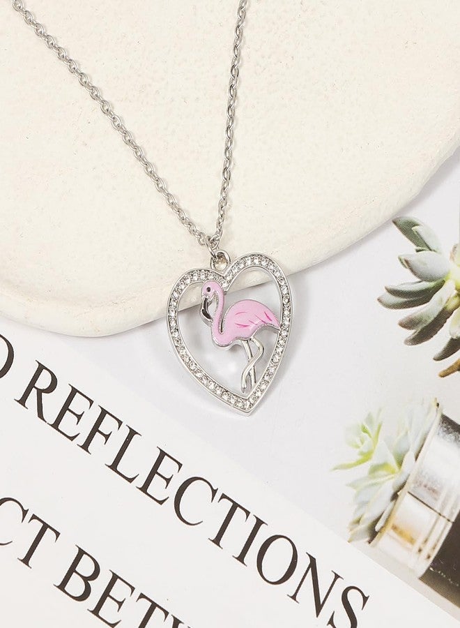MANZHEN Flamingo Necklace Earrings Heart Gifts for Women (NE) - Image 3