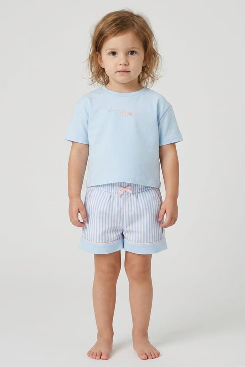 Fudo Lounge By Fudo Toddlerss Girl 3 Pcs Embroidered Logo Sleepwear Set, Multicolor - Image 1