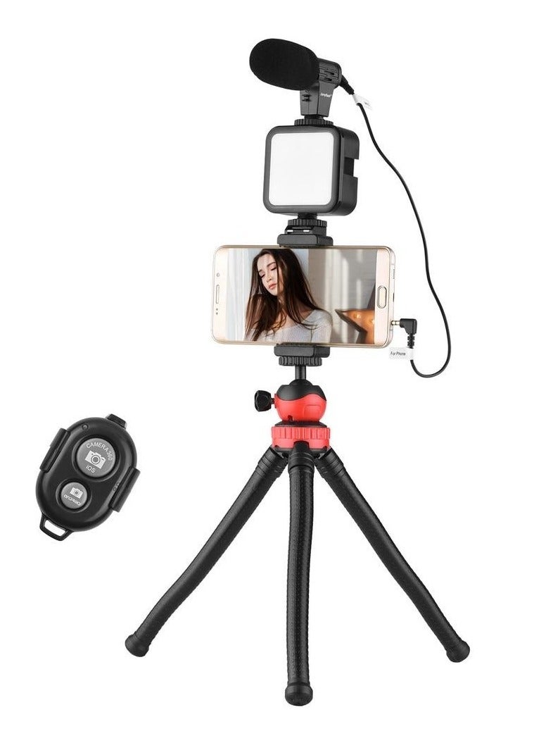 Smartphone Vlogging Kit for Starter Video Recording, the set with Fill Light + Microphone + Tripod + Phone Clip for YouTube Tiktok Instagram Fitness Yoga - Image 1