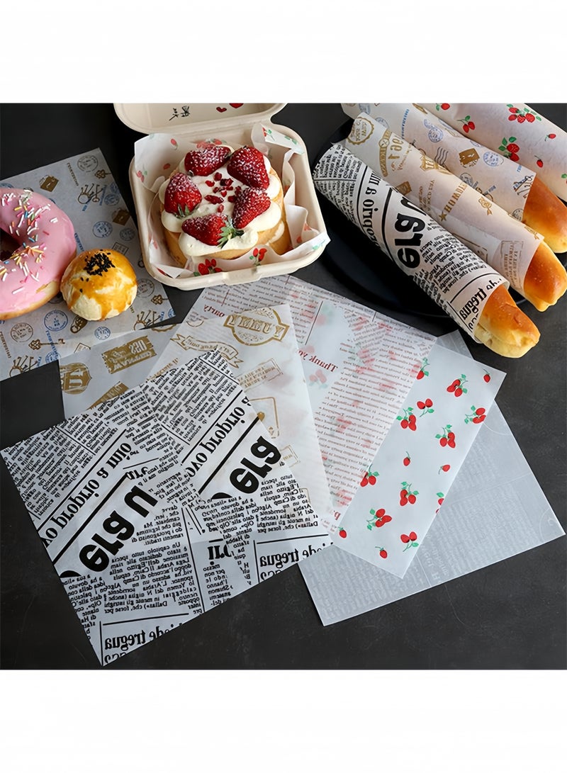 100-Piece Bread Sandwich Burger Fries Food Grade Oil Proof Paper, Wrapping Baking Tools Gift Tissue, Cake Packaging Paper 18x18cm  - Image 3