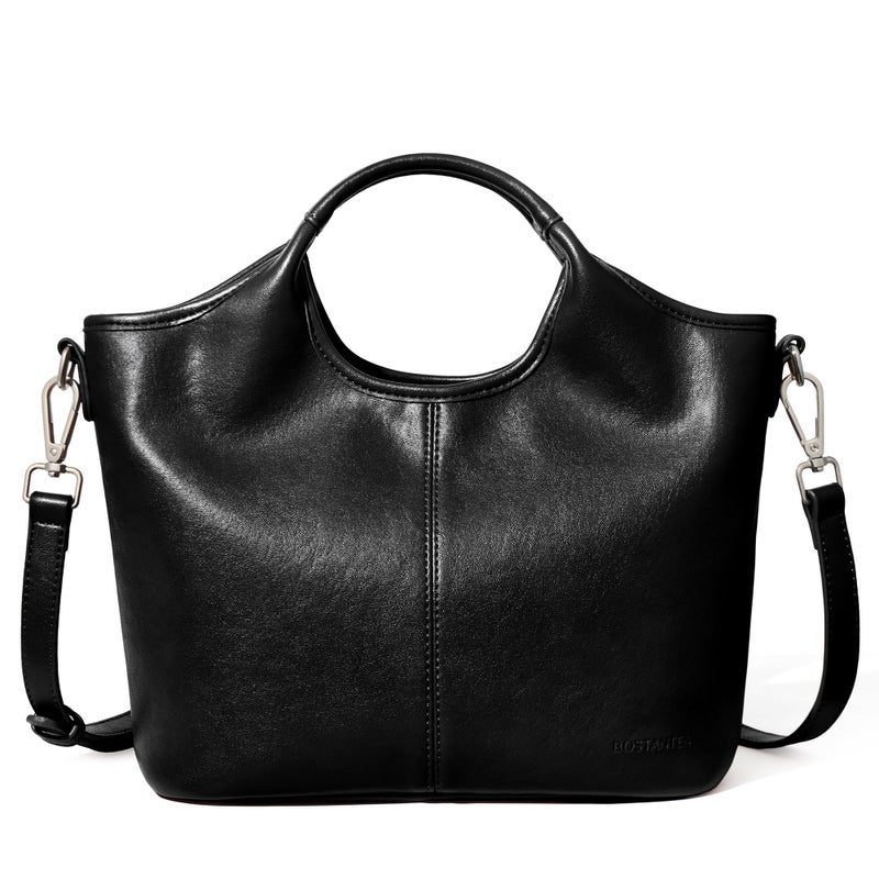 BOSTANTEN Vegan Leather Purses for Women Soft Top Handle Satchel Crossbody Zipper Handbag Detachable Strap Black - Image 1