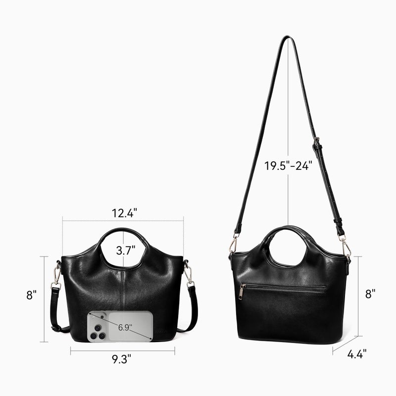 BOSTANTEN Vegan Leather Purses for Women Soft Top Handle Satchel Crossbody Zipper Handbag Detachable Strap Black - Image 4