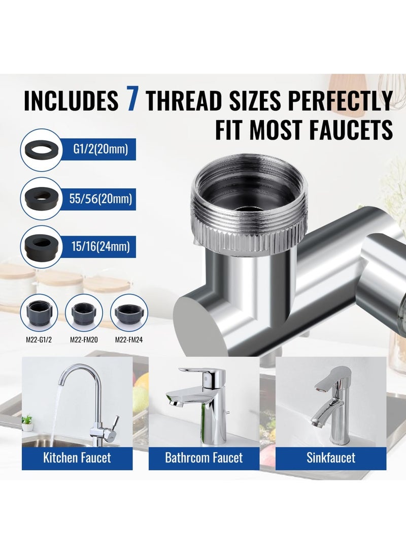 SYOSI Faucet Extender 1440° Rotating with 2-Mode Aerator and 5pcs Filter - Retractable Swivel Robotic Arm Extension for Kitchen & Bathroom Sinks, Universal Faucet Adapter with Microscope Filtration - Image 5