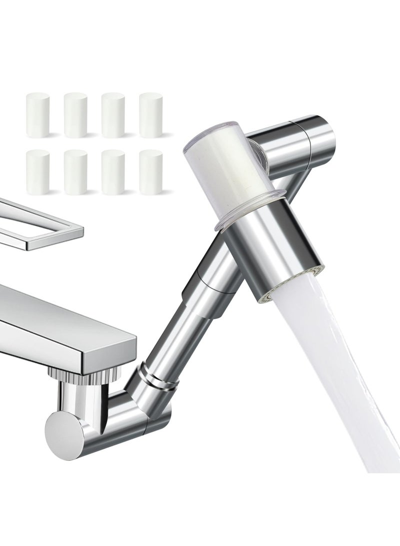 SYOSI Faucet Extender 1440° Rotating with 2-Mode Aerator and 5pcs Filter - Retractable Swivel Robotic Arm Extension for Kitchen & Bathroom Sinks, Universal Faucet Adapter with Microscope Filtration - Image 1