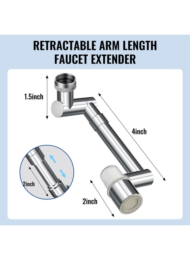 SYOSI Faucet Extender 1440° Rotating with 2-Mode Aerator and 5pcs Filter - Retractable Swivel Robotic Arm Extension for Kitchen & Bathroom Sinks, Universal Faucet Adapter with Microscope Filtration - Image 4