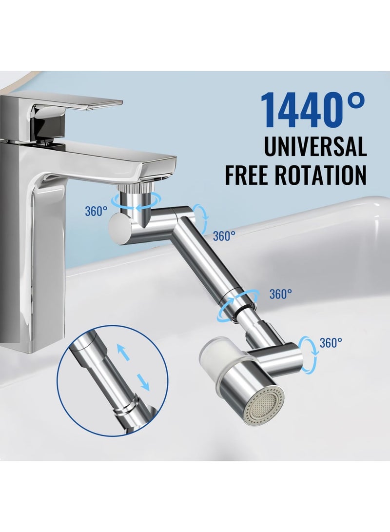 SYOSI Faucet Extender 1440° Rotating with 2-Mode Aerator and 5pcs Filter - Retractable Swivel Robotic Arm Extension for Kitchen & Bathroom Sinks, Universal Faucet Adapter with Microscope Filtration - Image 2