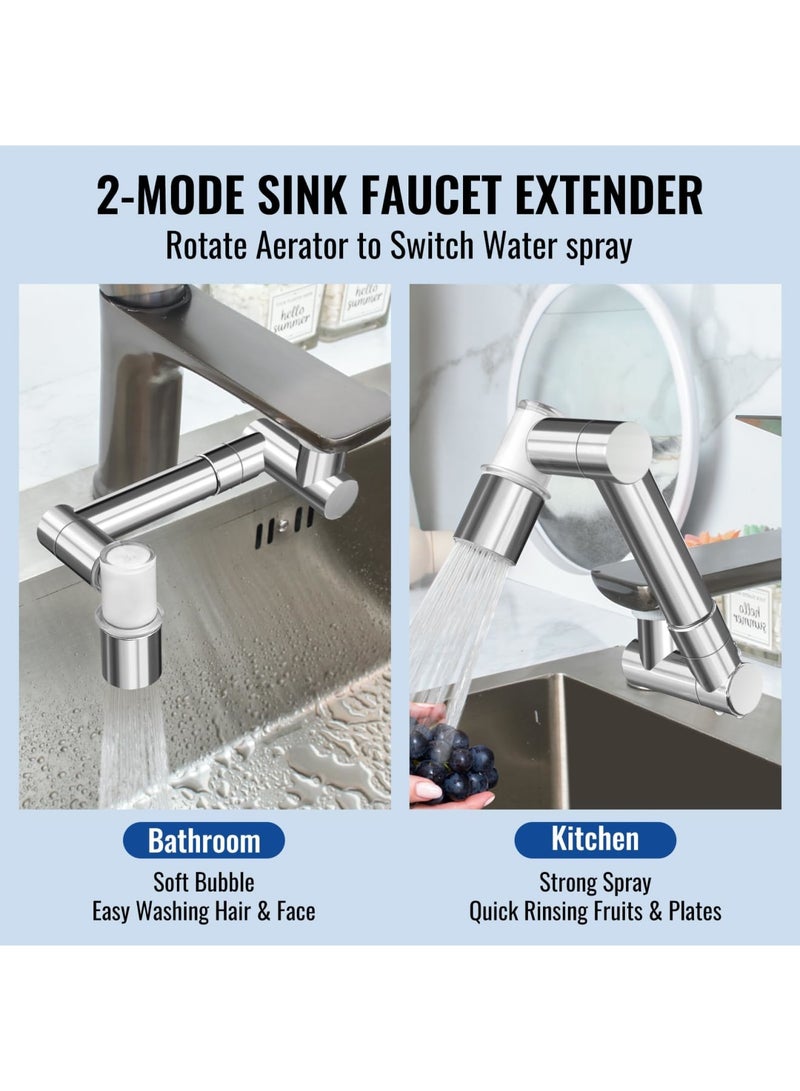 SYOSI Faucet Extender 1440° Rotating with 2-Mode Aerator and 5pcs Filter - Retractable Swivel Robotic Arm Extension for Kitchen & Bathroom Sinks, Universal Faucet Adapter with Microscope Filtration - Image 3