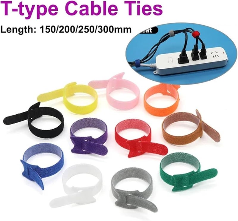 أشرطة الكابلات القابلة للإطلاق 200 قطعة أرجوانية 200 مم أربطة تنظيم الأسلاك القابلة للفصل - Image 4