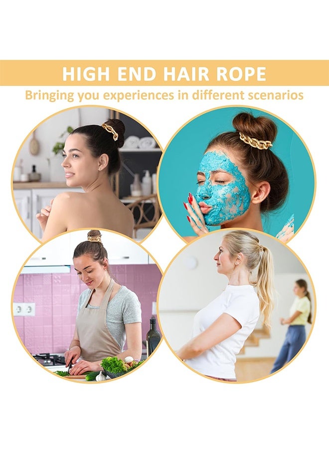 MXN 4 Pcs Metal Elastic Hair Bands, Bracelet Hair Ties Decorative for Thick Thin Curly, Pretty High Ponytail Holder Hair Accessories for Women and Girls  - Image 5