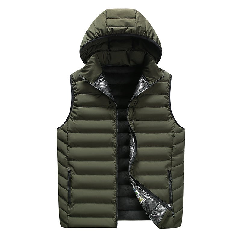 Cross-border waistcoat mens coat Korean-style trendy waistcoat sleeveless thick cotton vest warm Mens vest trend 6601 Military Color 
