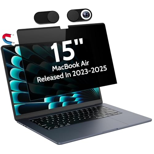 Peslv Magnetic Privacy Screen for MacBook Air 15 Inch (2023-2025, M2 M3 M4) - A2941 A3114 A3241, 15inch Removable Matte Anti Blue Light Glare Filter for Mac Air 15.3" Laptop Computer - Image 1