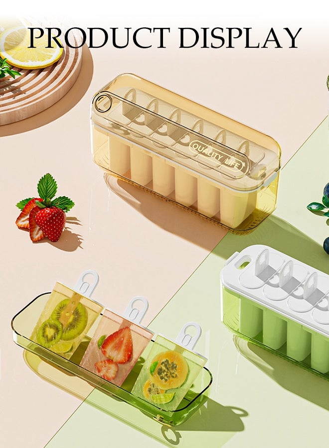 DUNISO 6-Grid Ice Lolly Moulds with Sticks Reusable Ice Cream Moulds Set BPA Free Non-Stick Food Grade Ice Sucker Moulds Frozen Ice Popsicle Easy Release Mold Kit for DIY Home Kitchen Tools  - Image 2