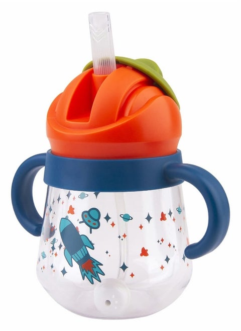 Sippy Cup for Baby Months 6+, Spill-Proof Sippy Cup, Weighted Straw Non Spill Cup for Toddlers, Baby Straw Cup with Handles, Spill-Proof, Leak-Proof Soft Spout Cup 260ml, BPA Free (Blue)