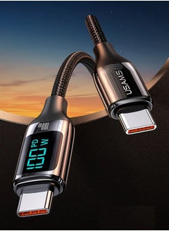 Type-C To Type-C 100W Digital Display PD Fast Charging & Data Cable Zinc Alloy Plug Braided Cord For Iphone/Ipad/Macbook 1.2 Meter