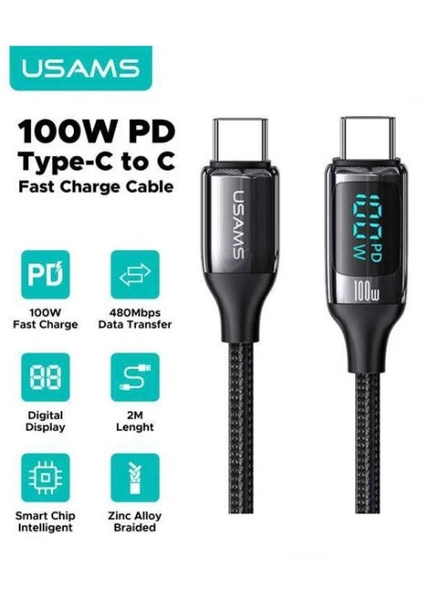 Type C Cable 100W 1.2M USB C to C Fast Charging Cable PD 3.0 SCP Braided iPhone Charger USB C Cable For iPhone 16 15 Series iPad mini MacBook ProAir iPad Pro Samsung S24 S23 Z Fold OnePlus OPPO Xiaomi Black