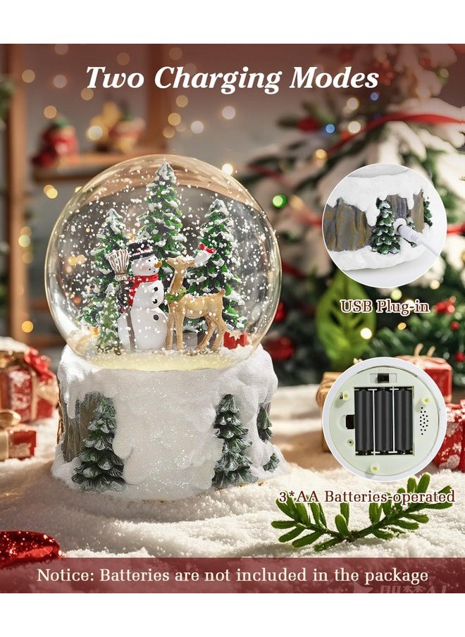Luxspire Luxspire Christmas Snow Globes, Musical Lighted Snow Globe Lantern with Timer, LED Vintage Snowman & Deer Snow Globe with Swirling Glitter and Snow, Christmas Snowglobe for Party Gifts Decorations  - Image 5