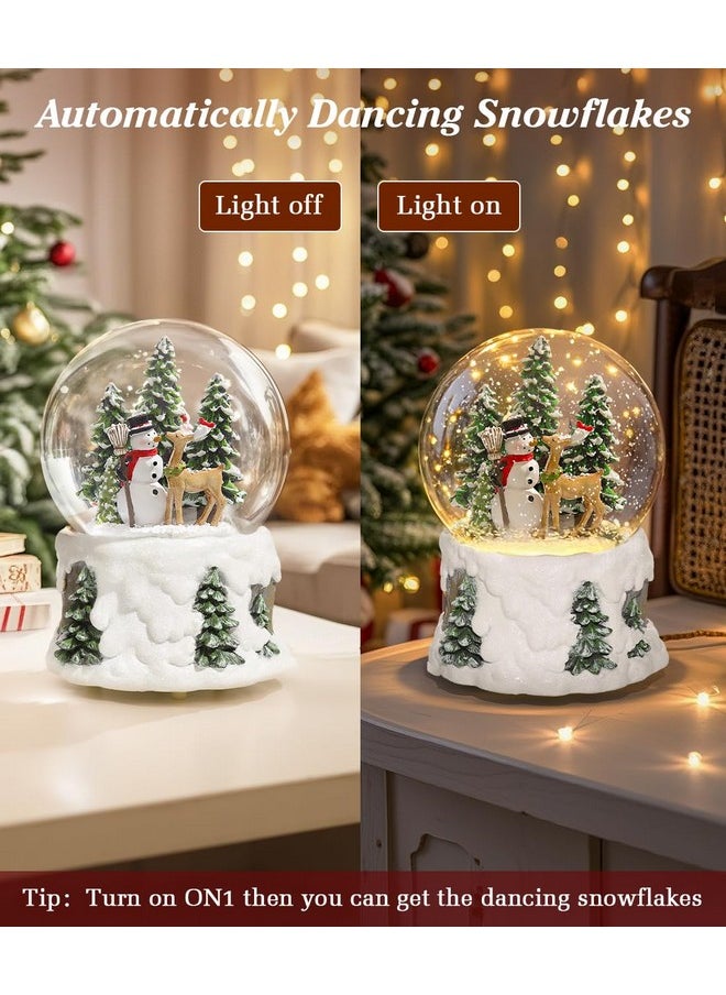 Luxspire Luxspire Christmas Snow Globes, Musical Lighted Snow Globe Lantern with Timer, LED Vintage Snowman & Deer Snow Globe with Swirling Glitter and Snow, Christmas Snowglobe for Party Gifts Decorations  - Image 3