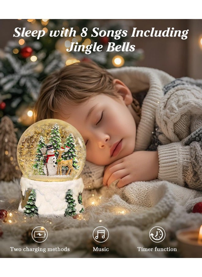 Luxspire Luxspire Christmas Snow Globes, Musical Lighted Snow Globe Lantern with Timer, LED Vintage Snowman & Deer Snow Globe with Swirling Glitter and Snow, Christmas Snowglobe for Party Gifts Decorations  - Image 2