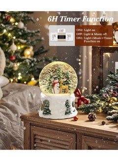 Luxspire Luxspire Christmas Snow Globes, Musical Lighted Snow Globe Lantern with Timer, LED Vintage Snowman & Deer Snow Globe with Swirling Glitter and Snow, Christmas Snowglobe for Party Gifts Decorations  - Image 4