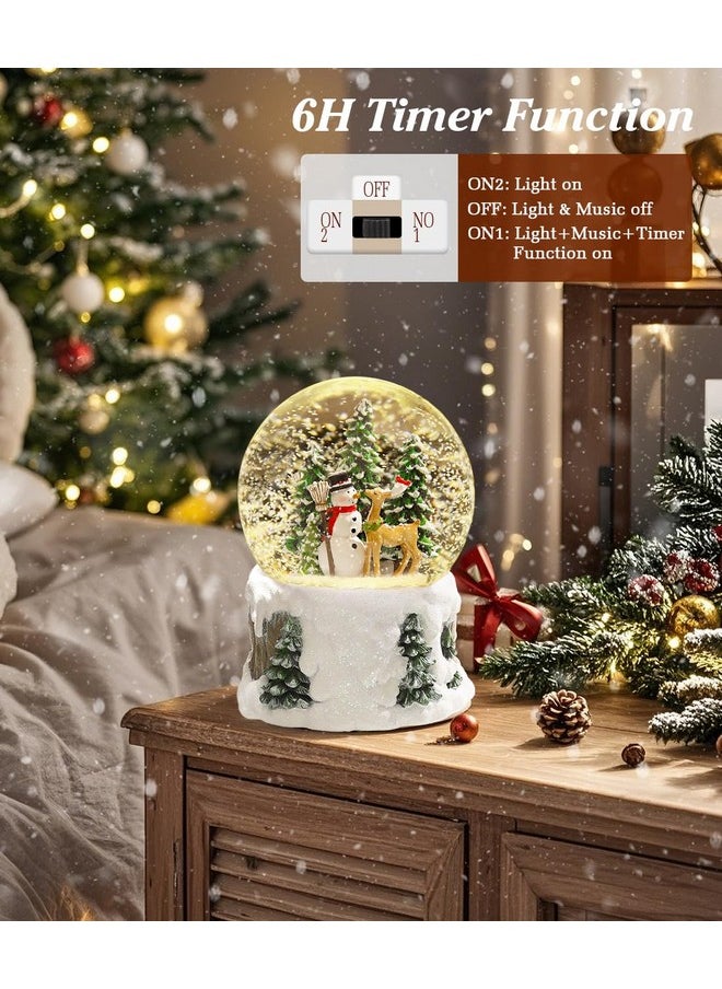 Luxspire Luxspire Christmas Snow Globes, Musical Lighted Snow Globe Lantern with Timer, LED Vintage Snowman & Deer Snow Globe with Swirling Glitter and Snow, Christmas Snowglobe for Party Gifts Decorations  - Image 4