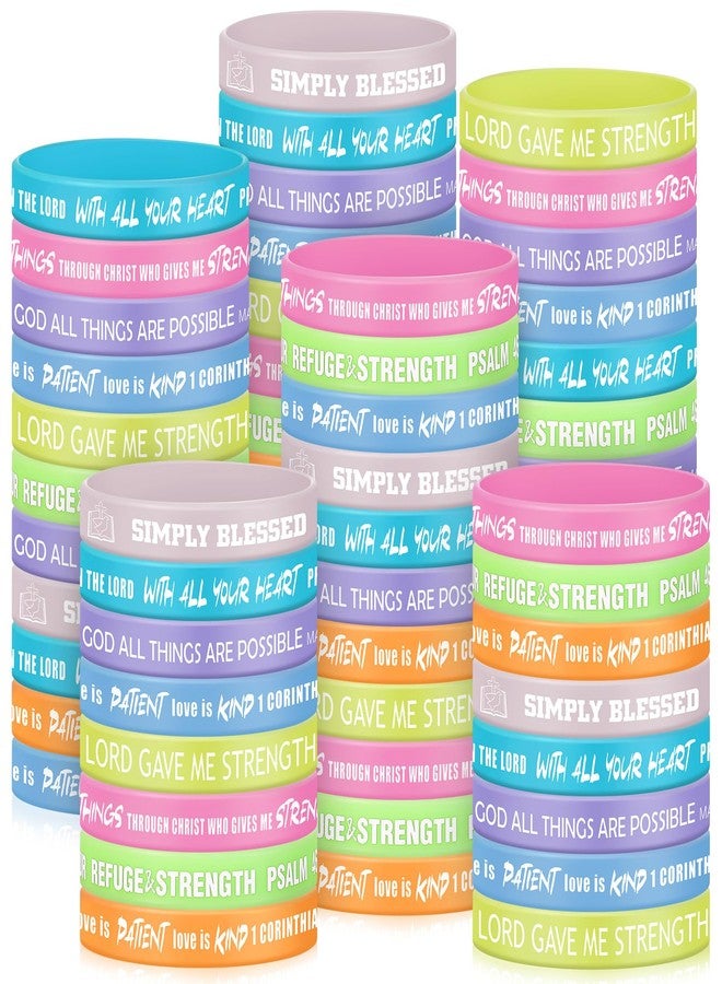 Ecation 200 Pack Glow in the Dark Silicone Bible Verse Bracelets Bulk, Inspirational Scripture Wristbands for Church Groups, Sunday School, Religious Events - Christian Gift Ideas(Bright Color) - Image 1