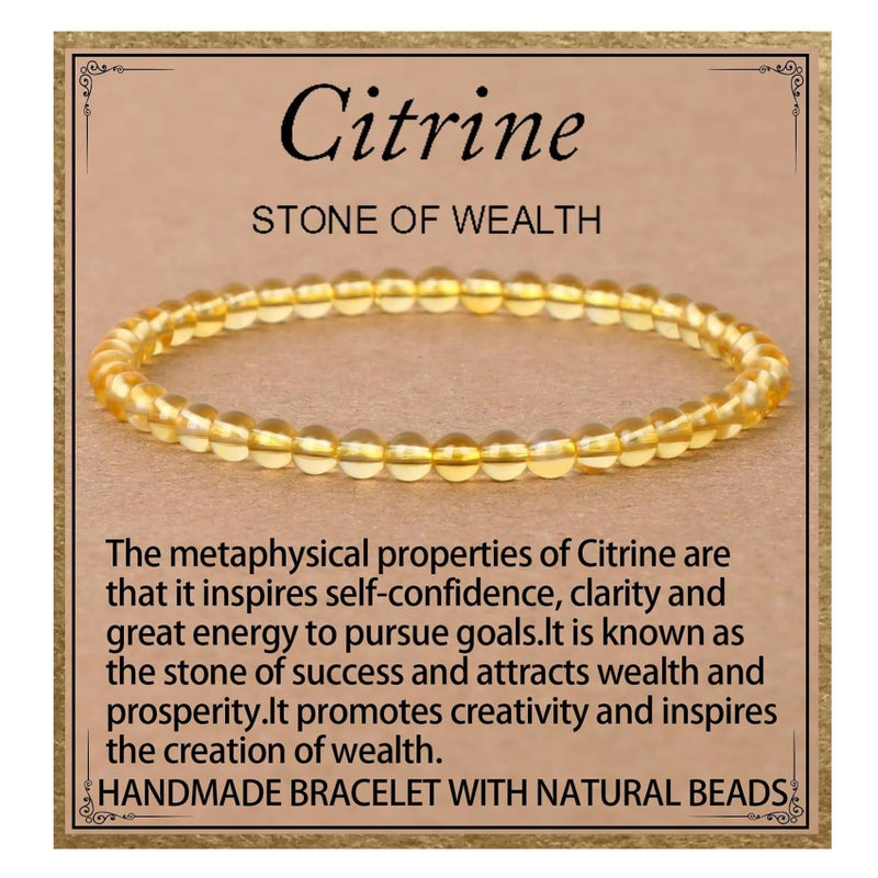 LPBeads Handmade Natural Gemstone Stretch Elastic 4mm Citrine Bracelet Healing Crystal Round Stone Beads Jewelry Gifts for Women Men - Image 1