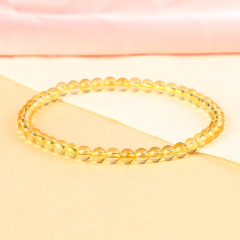 LPBeads Handmade Natural Gemstone Stretch Elastic 4mm Citrine Bracelet Healing Crystal Round Stone Beads Jewelry Gifts for Women Men - Image 3