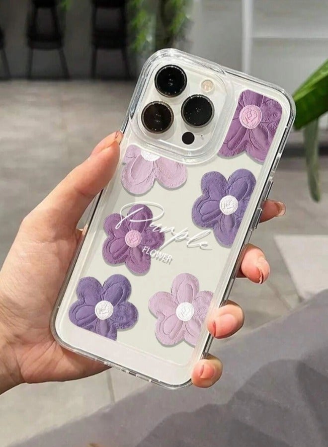 ShebSheb Designed for iPhone 15 Pro Case ,Clear Flower Soft & Flexible Shockproof Floral Women Phone Cover - Image 3