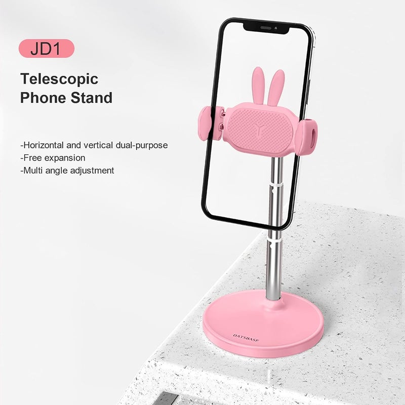 Oatsbasf Cute Chat Stand, Angle Height Adjustable Cell Phone Stand for Desk, Kawaii Phone Holder Stand for Recording, Compatible with iPhone, All Phones (Pink) - Image 3