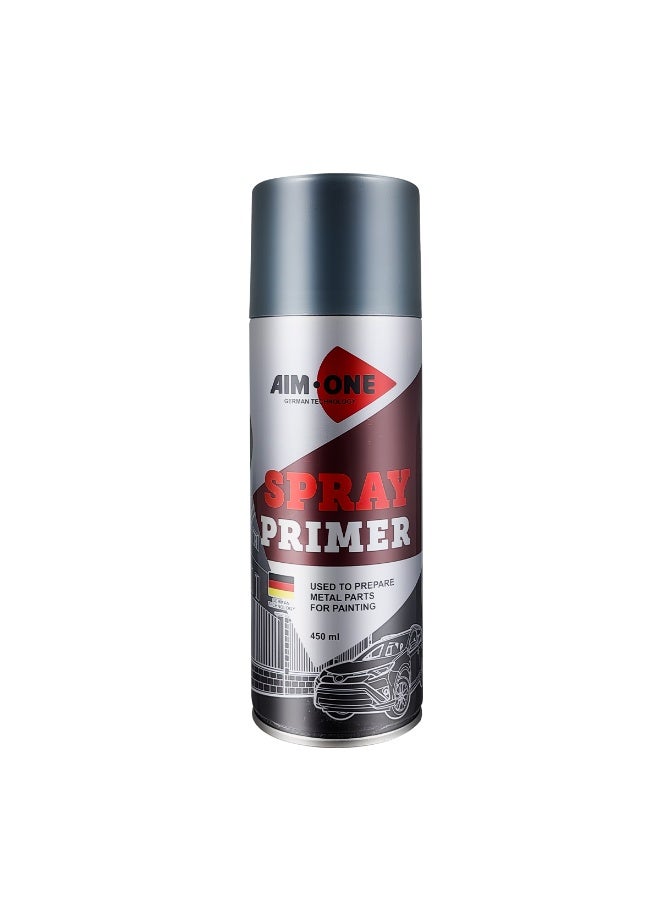 Hitex AIM ONE Spray Primer Matt Grey – Fast-Drying, Rust-Inhibiting Automotive Surface Primer, Multi-Surface Use, 450ml – Ideal for Metal, Plastic, Wood - Image 1