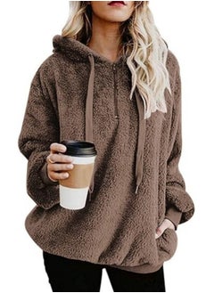 Women's Plush Sports Pullover Hoodie Sports Comfortable Oversized Pocket Hooded Sweatshirt Autumn and Winter