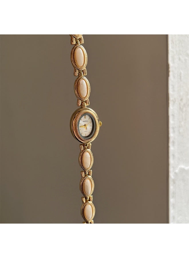 NAIDU Retro Palace-Style Jade Oval Small Dial Bracelet Watch for Women - Image 2