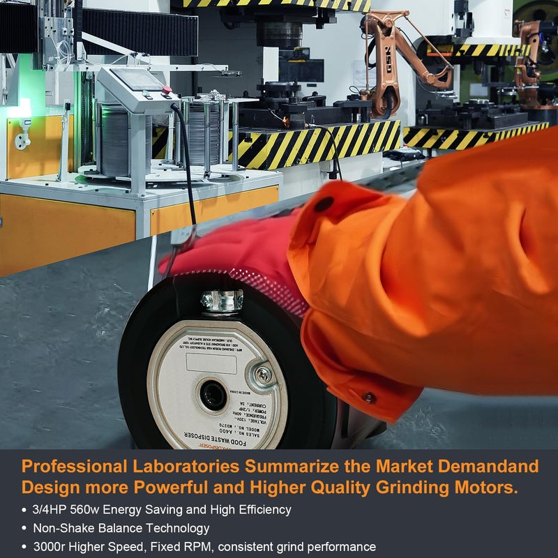 Garbage Disposal 3/4 HP for Kitchen sink Quiet with Power Cord, Easy install, Food Waste Disposer Stainless Steel Grind 0.75 Horsepower (A600) - Image 4