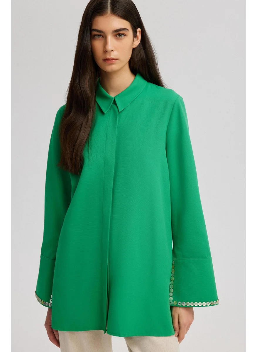 Touche Sleeve Buttoned Cuff Detailed Shirt