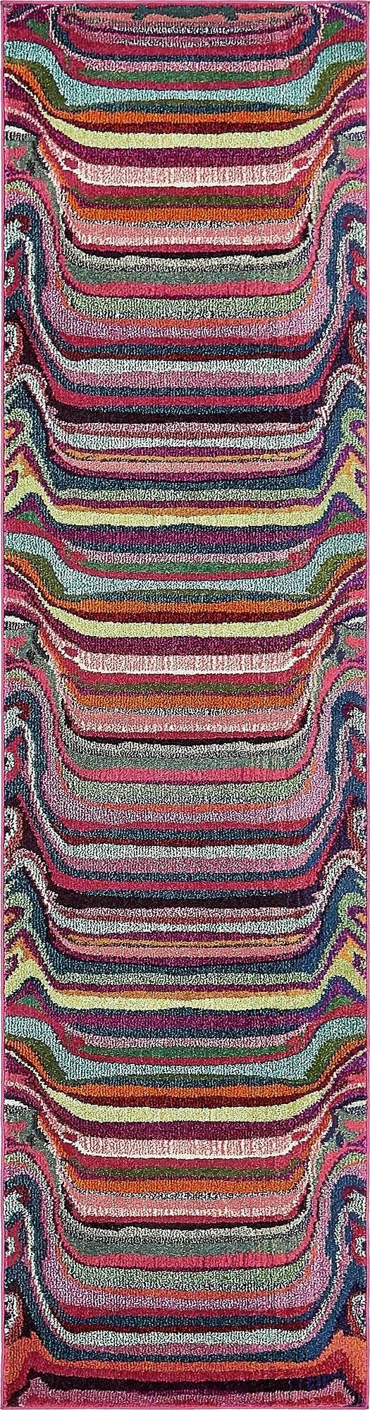 Unique Loom Chromatic Collection Modern Colorful Striped  Vibrant Abstract Area Rug for Any Home Dcor 2 7 x 10 0 MultiPink