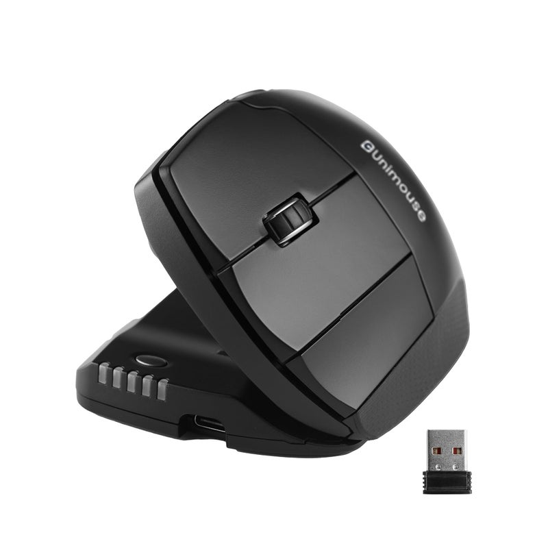 Contour Unimouse Ergonomic Vertical Mouse Adjustable 35Â°-70Â° Tilt Angle, 6 Programmable Buttons for Productivity, Customizable Thumb Rest for Wrist Pain Relief | Plug & Play Mac/PC - Wireless - Left - Image 1